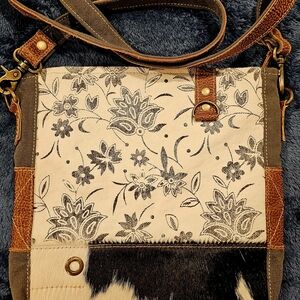 Myra Bag Black and Cream Floral Crossbody